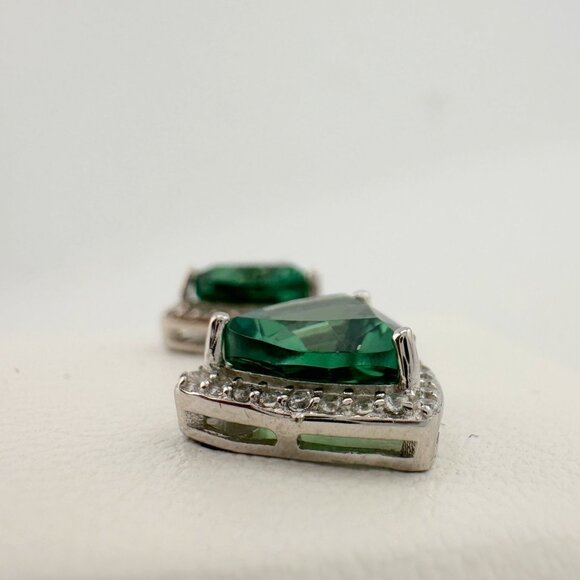 Trillion Cut 6.30 Ct Lab Created Color Changing Pariaba Gemstone Earrings - Picture 9 of 11